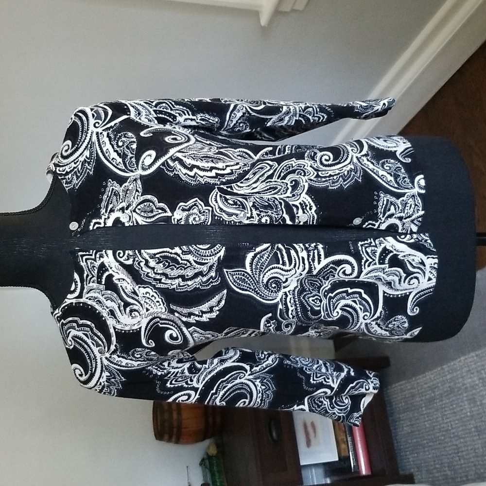 Pierri New York Black White Paisley Cardigan